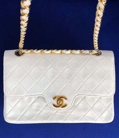 chanel quilted bag white|chanel classic white handbag.